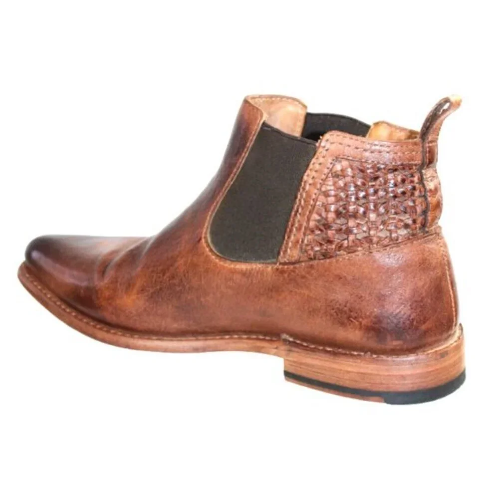 Bed Stu Rove Distressed Brown Leather Vintage Styling  Slip-On Bootie Size 7